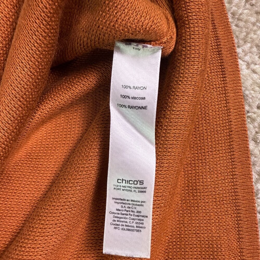 Chico's Women's Top Size 1 S/M Orange 3/4 Sleeve Knit Rayon Career Casual F221 - Picture 5 of 10